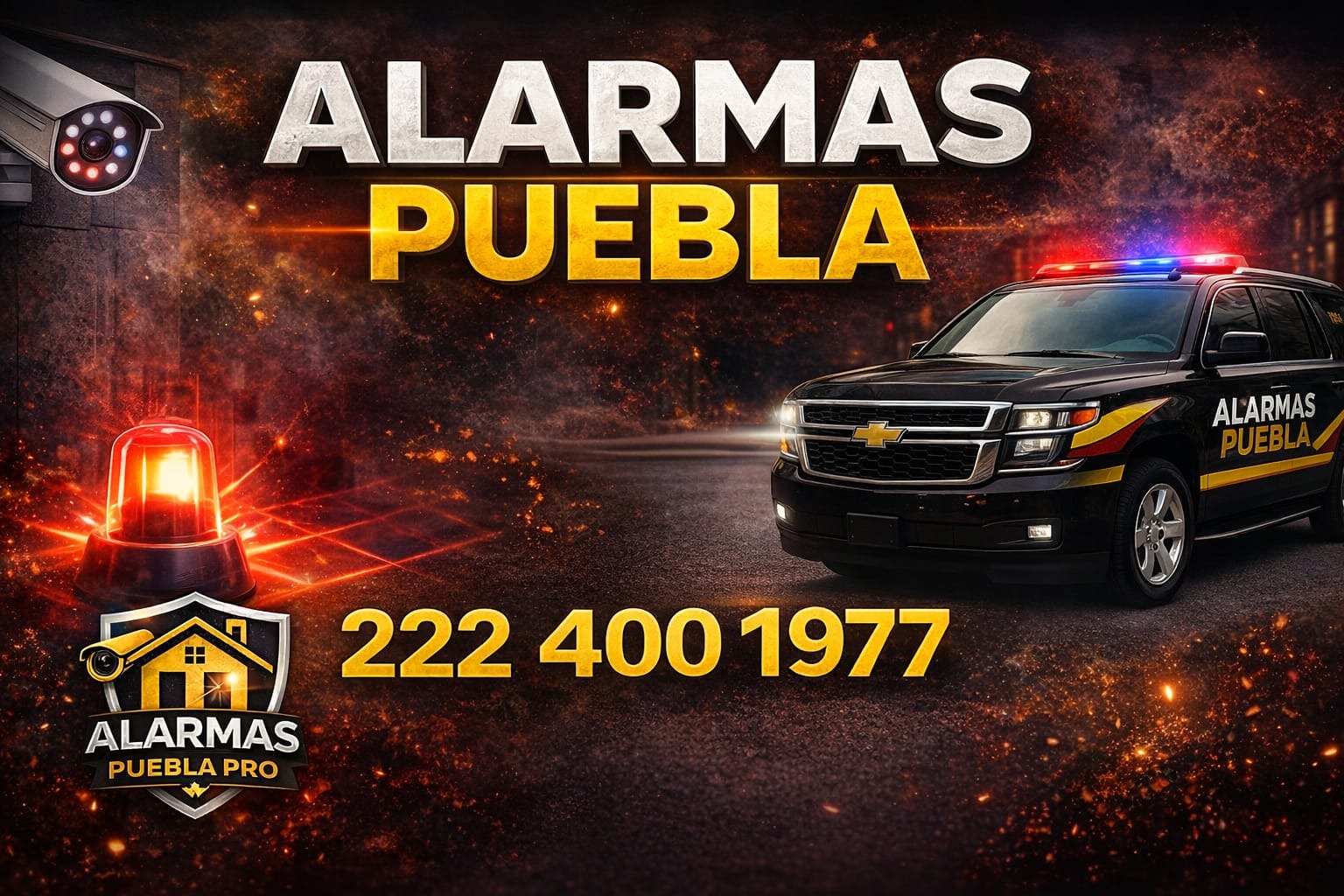 Vehículo institucional de Alarmas Puebla Pro
